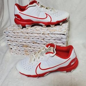 Nike alpha huarache 4 keystone red and white baseball Cleats boys size 6